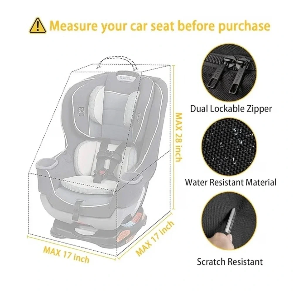 YOREPEK Car Seat Travel Bag Backpack Black Water Resistant Padded Carrier